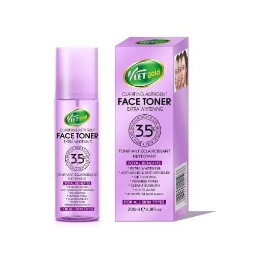Veet gold extra brightening face toner 200ml( Salicylic acid & Glycolic acid)