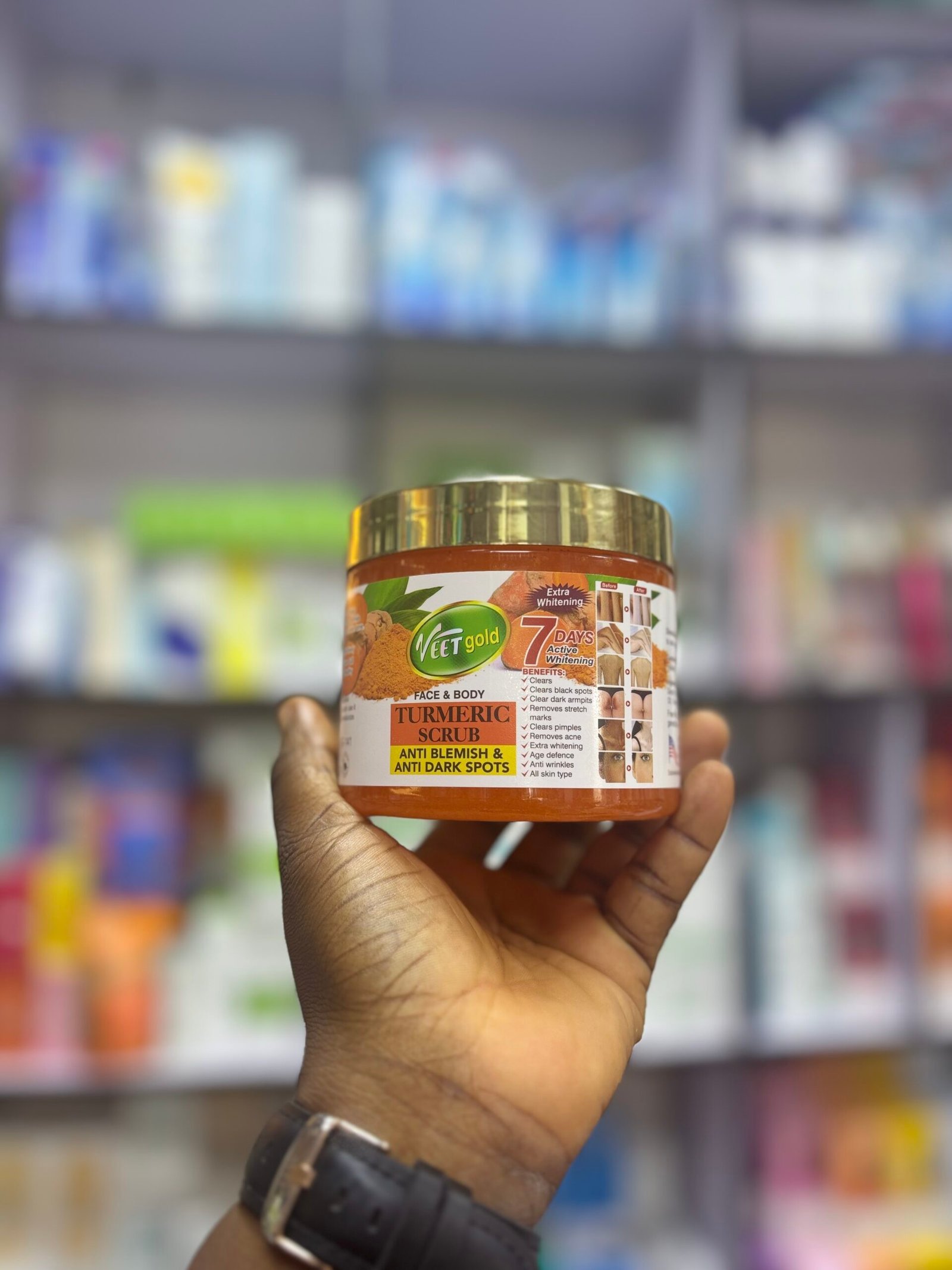 Veet gold turmeric scrub face and body 450g