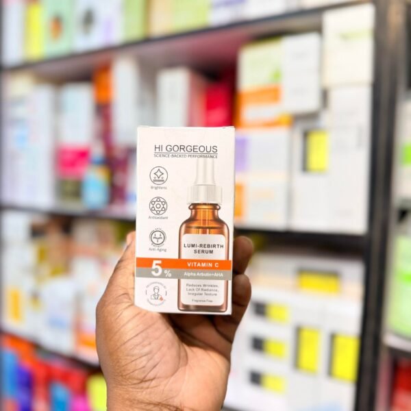 Hi Gorgeous 5% Vitamin C Alpha arbutin + AHA Face serum 30ml