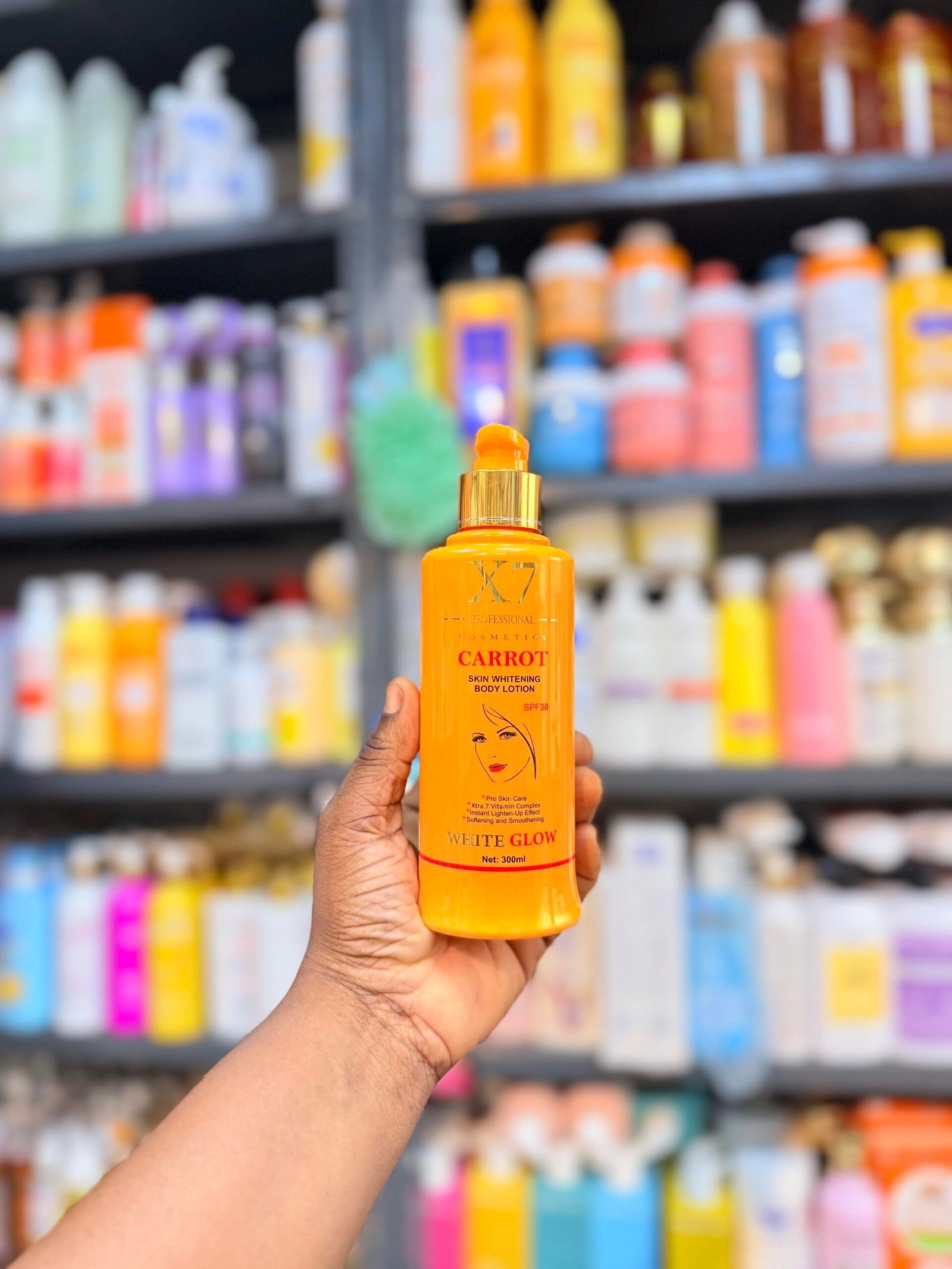 X7 carrot skin whitening body lotion 300ml ~ orange