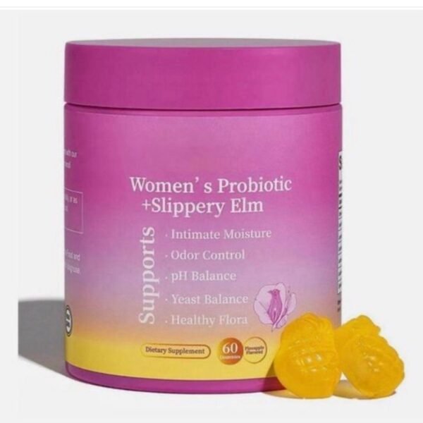 Leefar Women’s Probiotic + Slippery Elm Feminine Wellness Gummies (60 Count Jar)