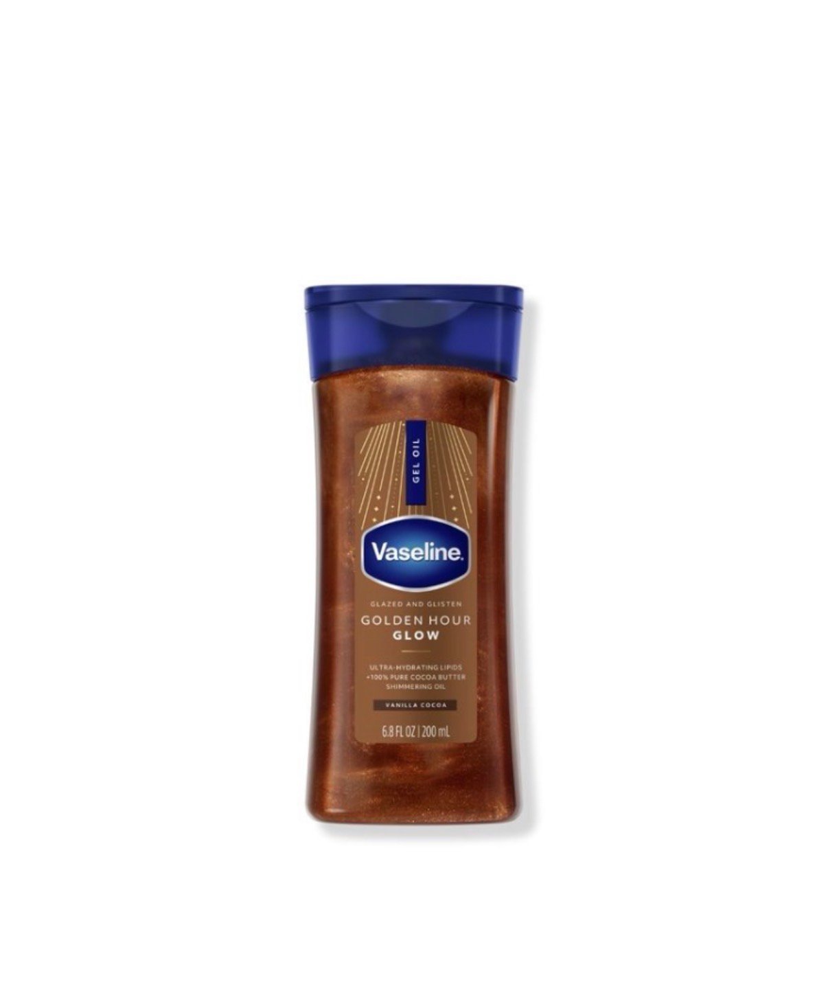 Vaseline Glazed & Glisten Vanilla Cocoa Shimmering Gel Body Oil - Golden Hour Glow (200ml)