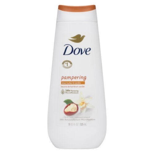 Dove Body Wash Pamper Shea Butter & Vanilla Moisturizing Skin Cleanser with No Sulfates No Parabens 20floz