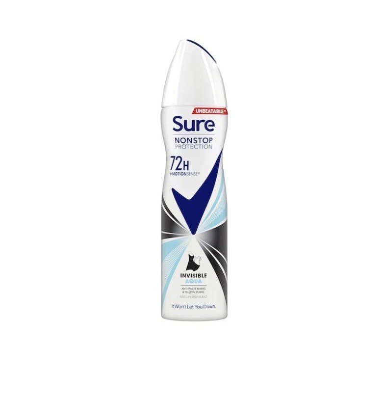 Sure Anti-Perspirant Deodorant Spray Invisible Aqua 250 ml | packaging may vary