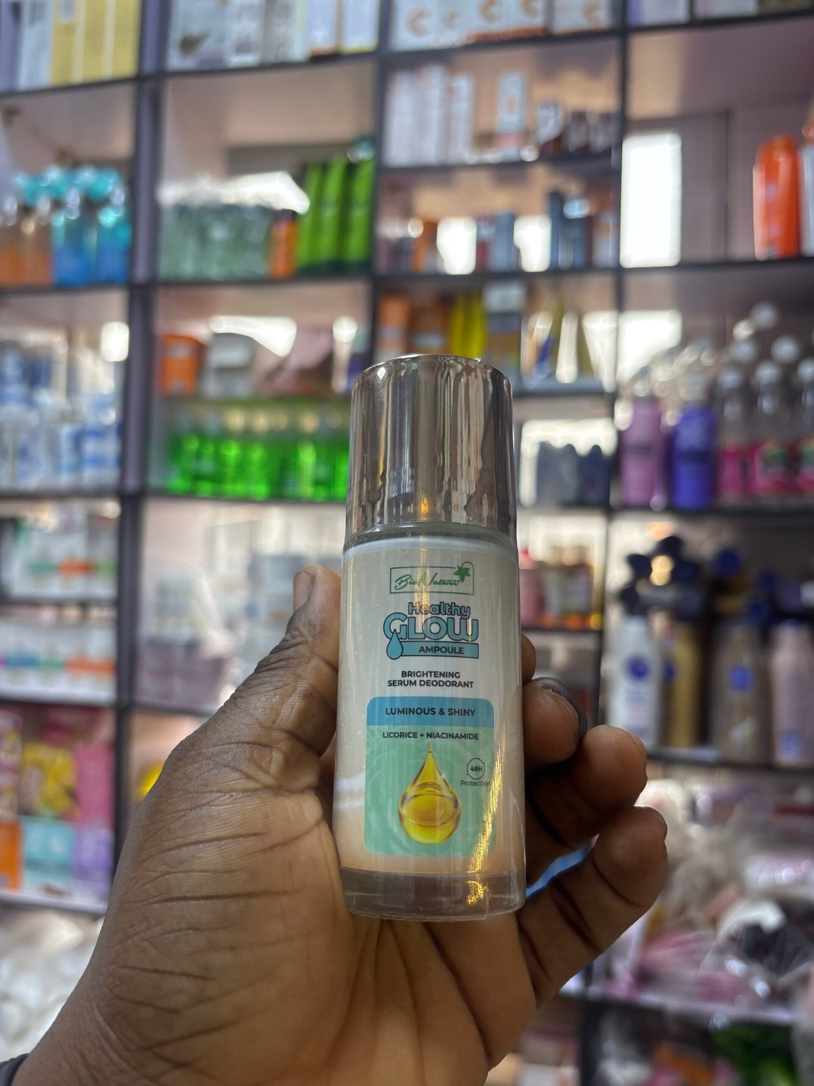 Bio nature healthy glow ampoule brightening serum deodorant roll on - luminous & shiny (licorice + niacinamide)
