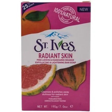 St Ives radiant skin pink lemon & Mandarin orange exfoliating & lightening bar soap 195g