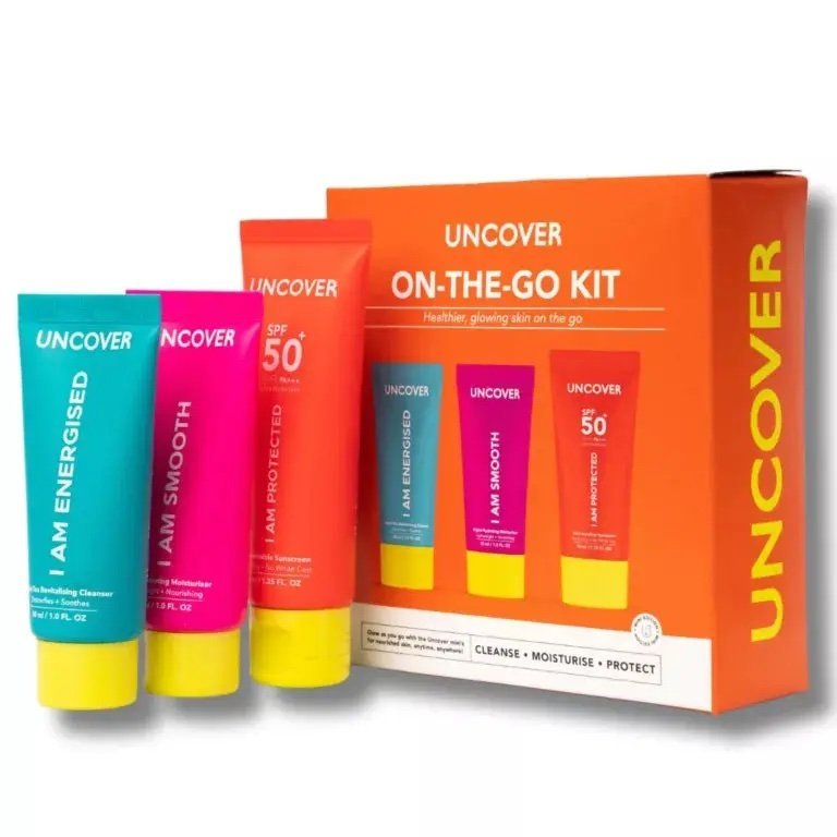 Uncover The essential kit (3 Step Routine: Cleanser 30ml, Moisturizer 30ml, & Sunscreen 40ml)