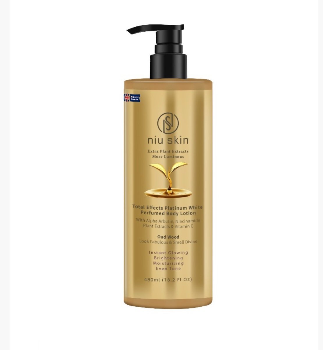 Niu skin total effects platinum white perfumed body lotion oud wood 480ml