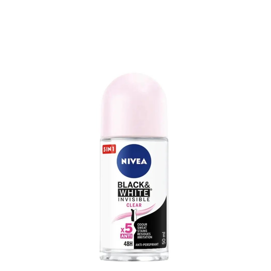 Nivea Black & White Invisible Clear Anti-Perspirant Roll-On 50ml | Package may vary