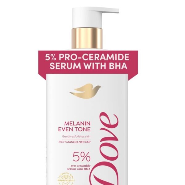 Dove Melanin Even Tone Promotes Even Skin Tone 5% pro-ceramide serum Exfoliating Body Wash with BHA 18.5 oz