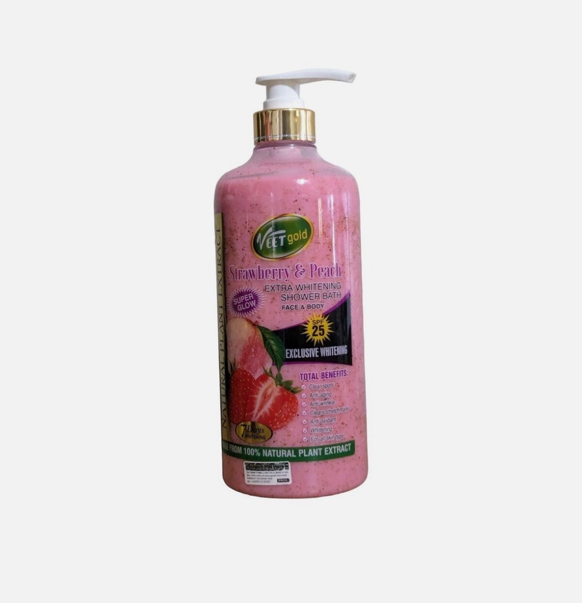 Veet gold strawberry and peach extra whitening shower bath 1000ml