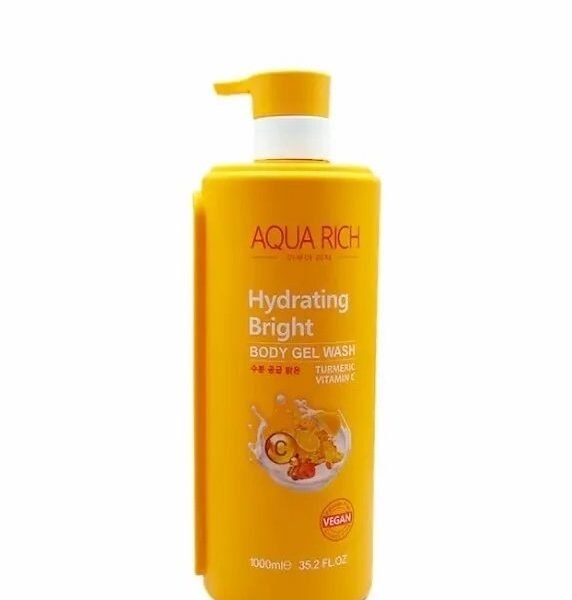 Aqua Rich Hydrating Bright Body Gel Wash With Turmeric And Vitamin C 1000ml